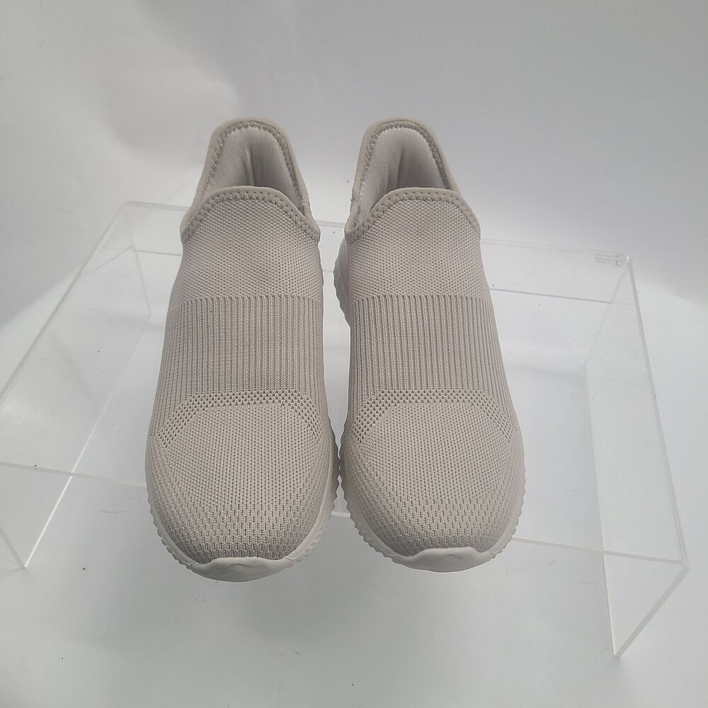 STQ Womens Comfort Crelife Taupe Knit Walk Shoes Size 8.5 M Slip On